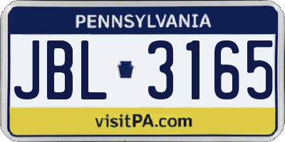 PA license plate JBL3165