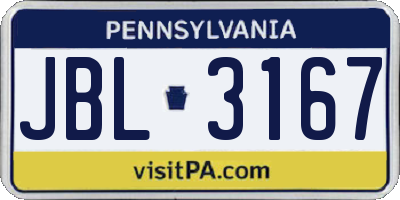 PA license plate JBL3167