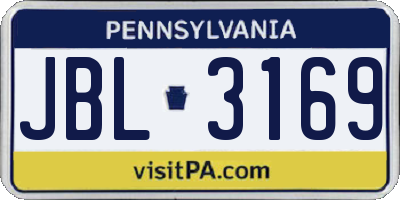 PA license plate JBL3169