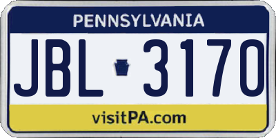 PA license plate JBL3170