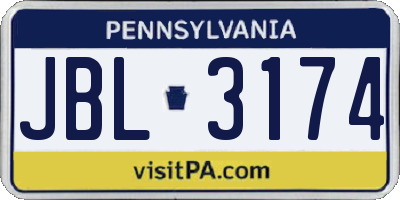 PA license plate JBL3174