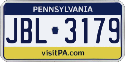 PA license plate JBL3179