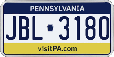 PA license plate JBL3180