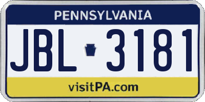 PA license plate JBL3181