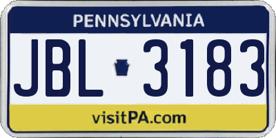 PA license plate JBL3183