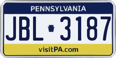 PA license plate JBL3187