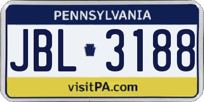 PA license plate JBL3188