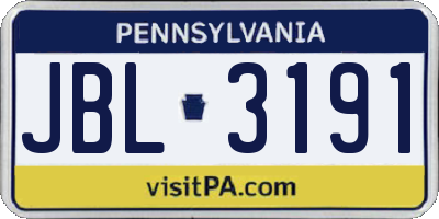 PA license plate JBL3191