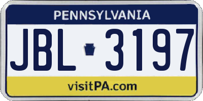 PA license plate JBL3197