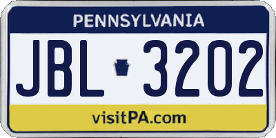 PA license plate JBL3202
