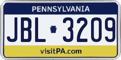 PA license plate JBL3209