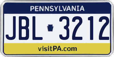 PA license plate JBL3212