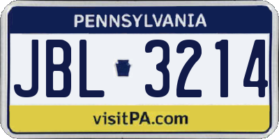 PA license plate JBL3214