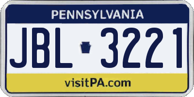 PA license plate JBL3221