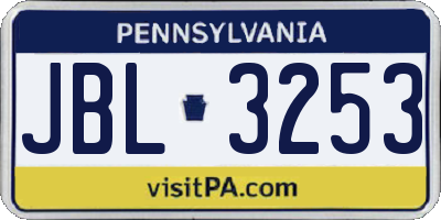 PA license plate JBL3253