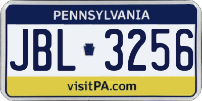 PA license plate JBL3256