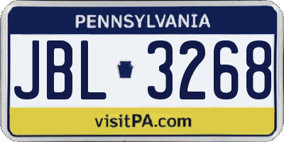 PA license plate JBL3268