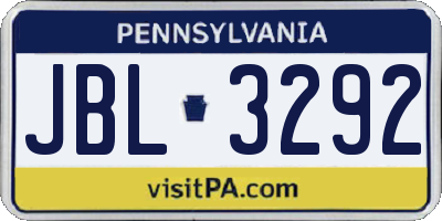 PA license plate JBL3292