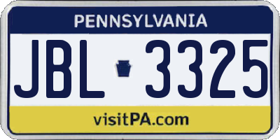 PA license plate JBL3325