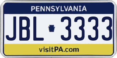 PA license plate JBL3333