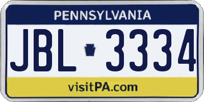 PA license plate JBL3334