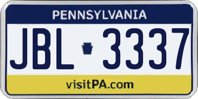 PA license plate JBL3337