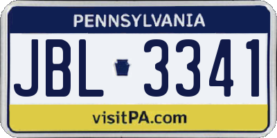 PA license plate JBL3341