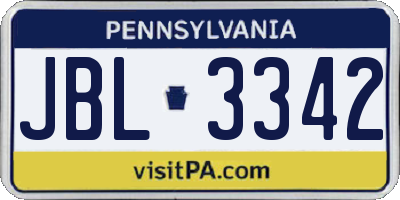 PA license plate JBL3342