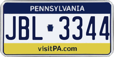 PA license plate JBL3344