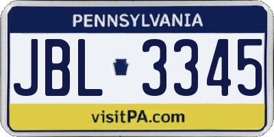 PA license plate JBL3345