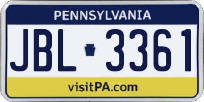PA license plate JBL3361