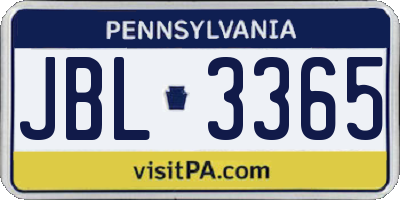 PA license plate JBL3365