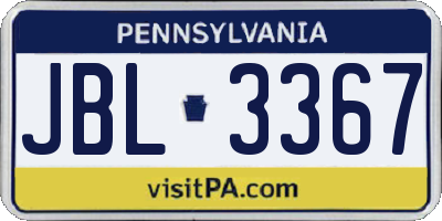 PA license plate JBL3367