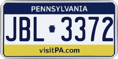 PA license plate JBL3372