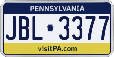 PA license plate JBL3377