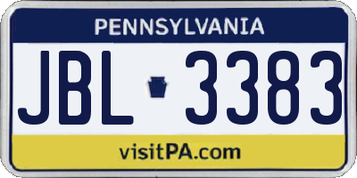 PA license plate JBL3383