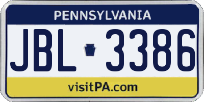 PA license plate JBL3386