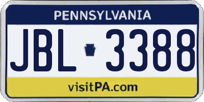 PA license plate JBL3388