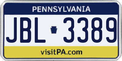 PA license plate JBL3389