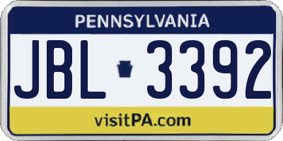PA license plate JBL3392