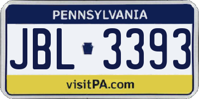 PA license plate JBL3393