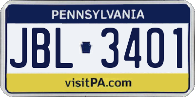 PA license plate JBL3401