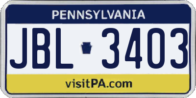 PA license plate JBL3403