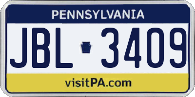 PA license plate JBL3409