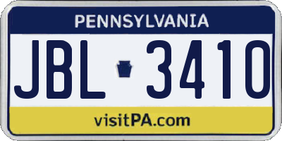 PA license plate JBL3410