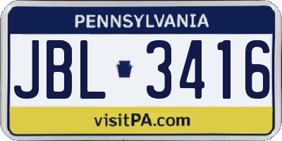 PA license plate JBL3416
