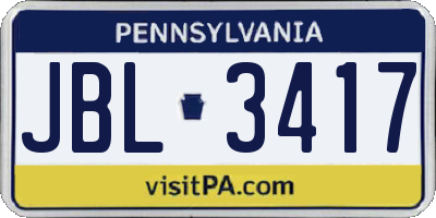 PA license plate JBL3417