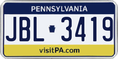 PA license plate JBL3419