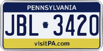 PA license plate JBL3420
