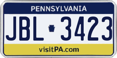 PA license plate JBL3423